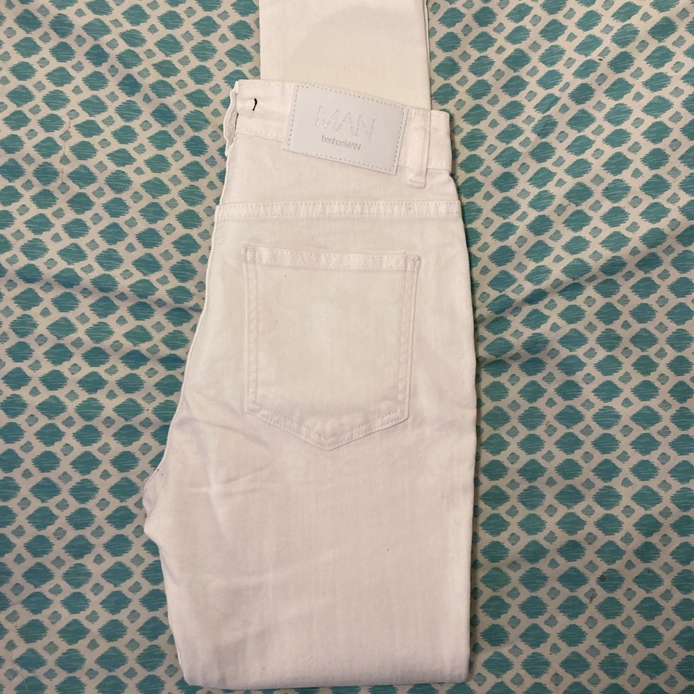 Super Skinny Biker jeans with With Rips White